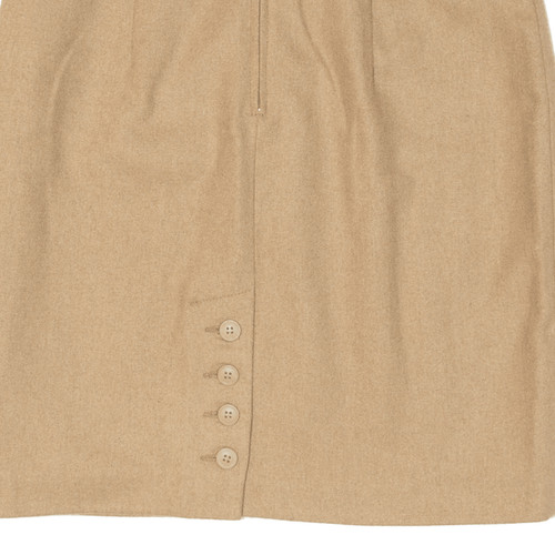 Vintage BENETTON Womens Straight Skirt Beige Wool 90s M - Picture 6 of 6
