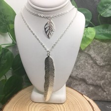28-30  Long Sweater Necklace  4  Pendant Silver-Tone New Free Ship 6569