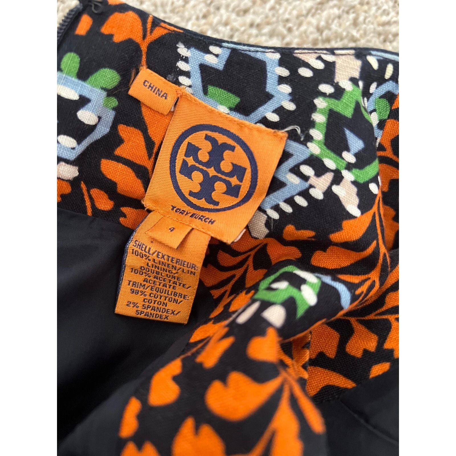 Abito Tory Burch in lino con stampa floreale senza maniche casual da festa taglia 4