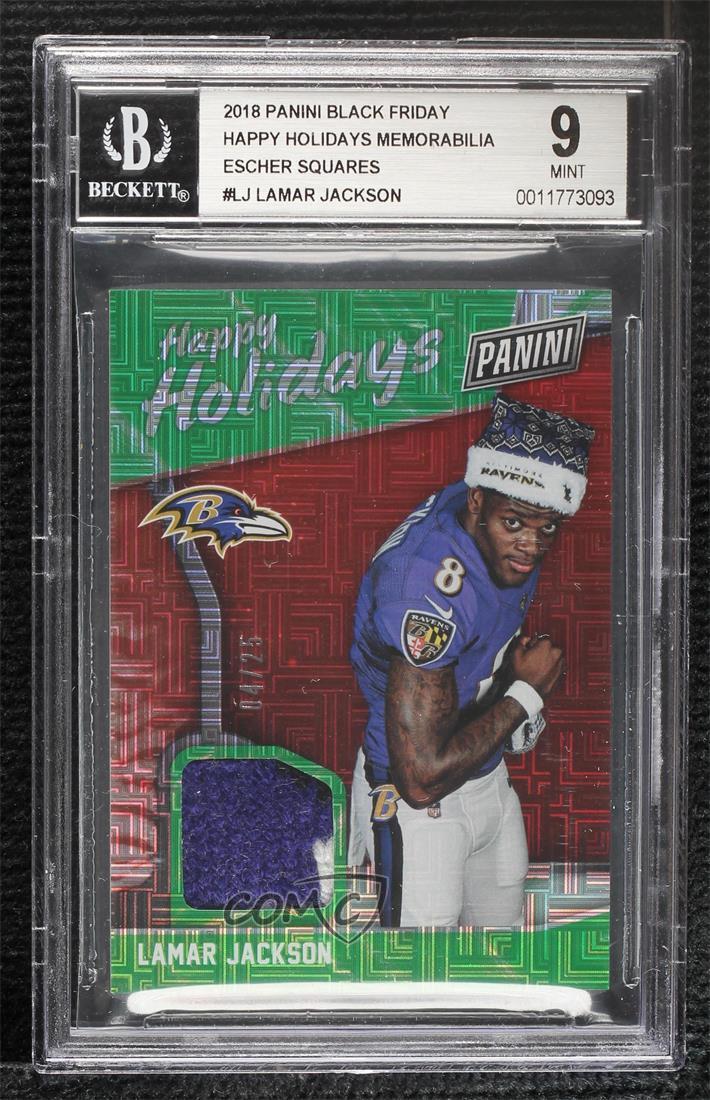 Lamar Jackson Panini Black Friday Happy Holidays Memorabilia #LJ Escher Squares