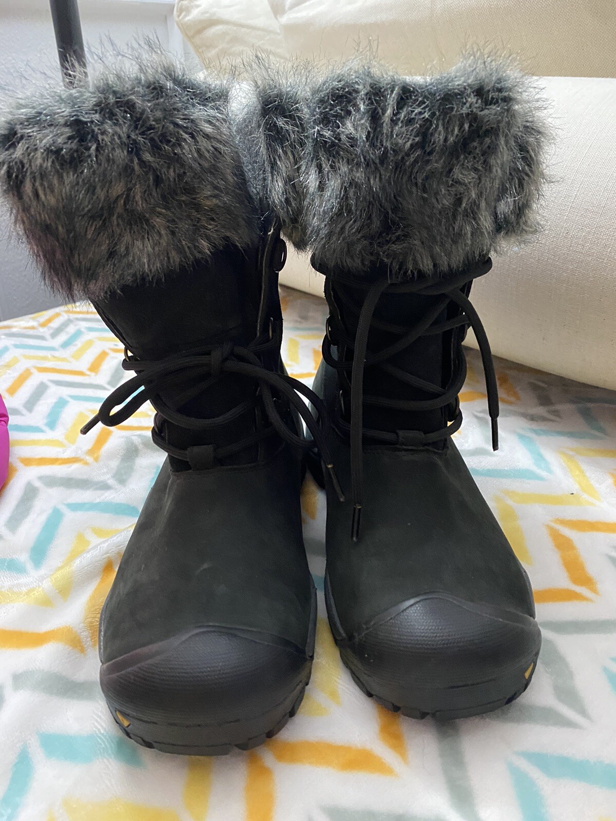 STIVALI INVERNALI KEEN HELENA IN PELLE NERA IMPERMEABILI ISOLATI SCARPE DONNA TG 9