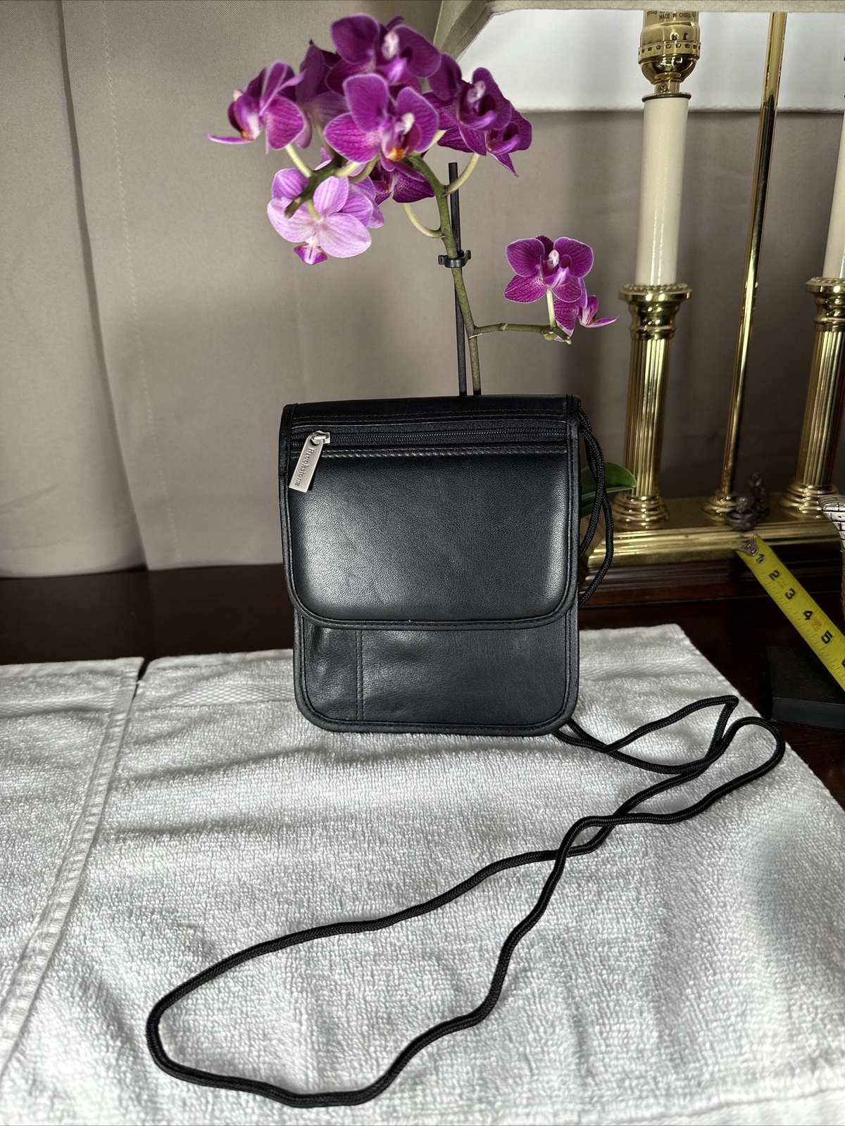 Brookstone Black Passport Holder Neck Wallet with Belt Slots-image