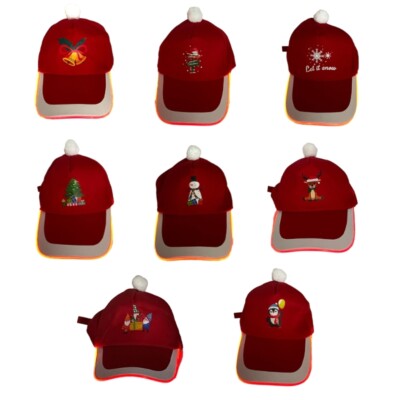 LED Glowing Festival Baseball Cap Christmas Hat for Club Bar Cartoon Pattern Hat