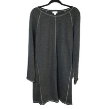 J.Jill knit casual chic sweater dress cozy minimalist gray relaxed fit knit L