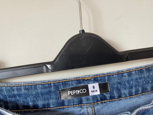 Mom Jeans Blue Grey Stretch Straight High Waist Ankle PEP&CO UK 8 - Picture 3 of 6