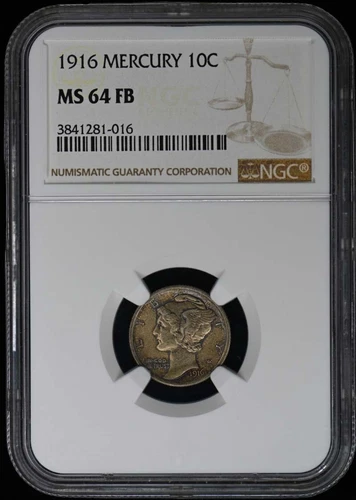 1916 Mercury Dime 10C NGC MS64FB