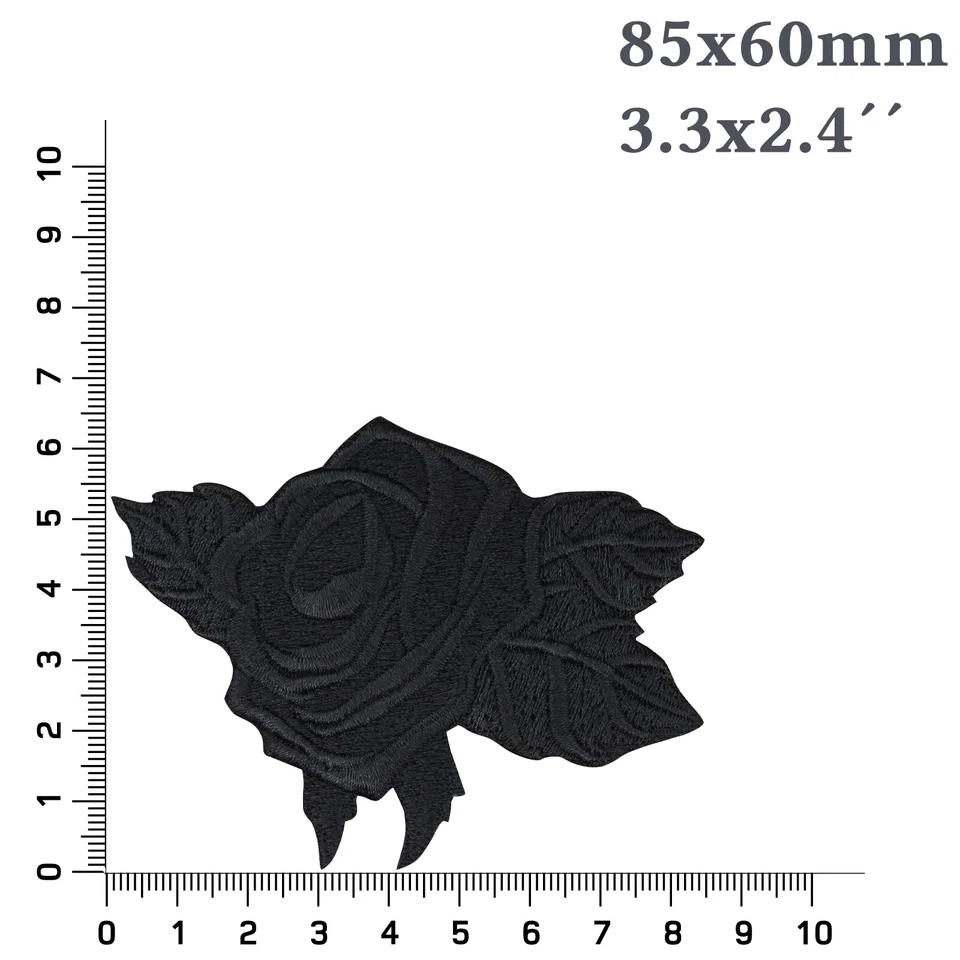 Aufnäher Black Rose Applikation Bügelbild Rocker Heavy Metal Sticker 85x60mm - Bild 3 von 4