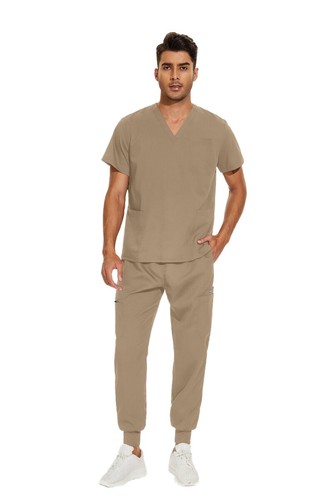 Men's NiaaHinn Jogger Scrub Set: Long Sleeve Jacket + Pants for Doctors - Picture 50 of 159
