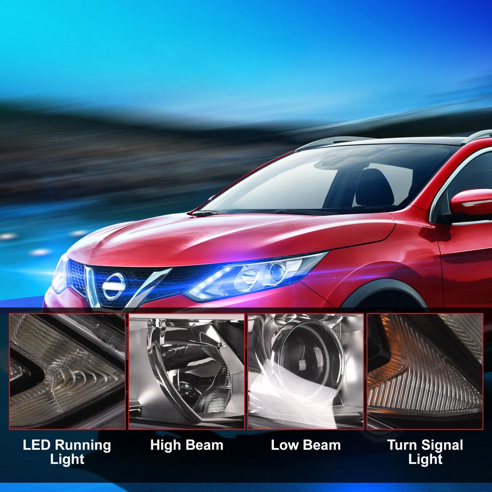 Right + Left Front Lamp Headlight for Nissan QASHQAI J11 06/14-9/17 ST TS 15 16 - image 3 of 4