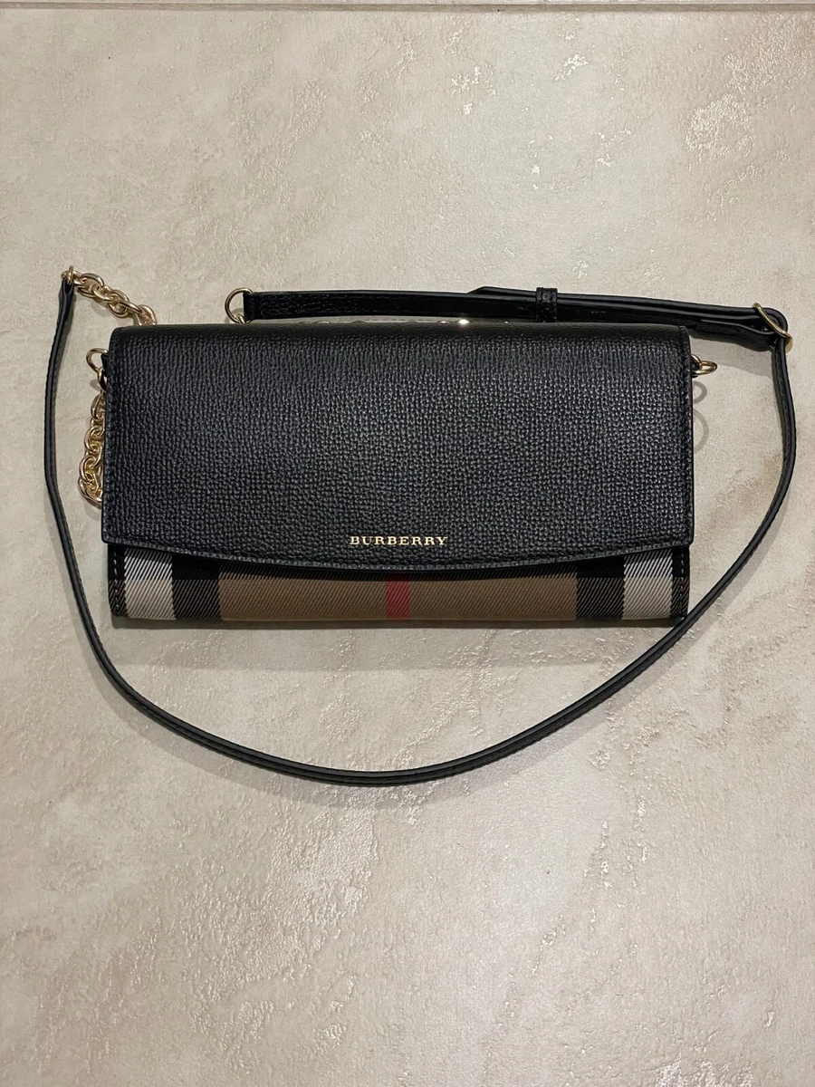 BURBERRY Check Leather Wallet Black