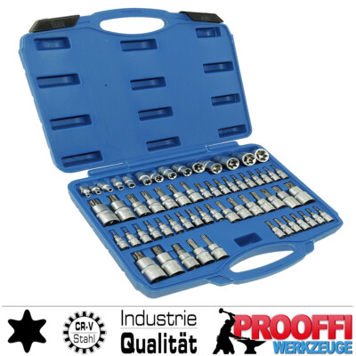 60-tlg TORX T-Profil E-Profil Stecknuss Steckschlüssel Set T6-T70 E4-E24 S-ST60B