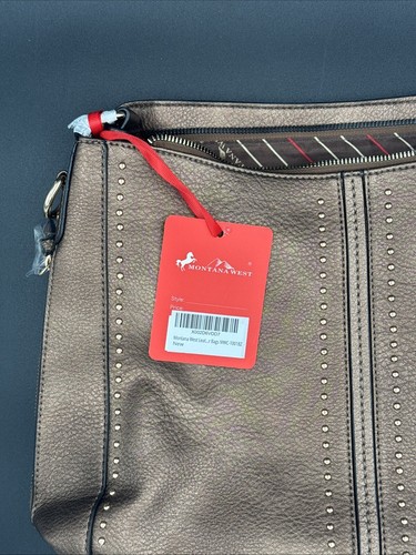 MONTANA WEST Brown Vegan Pebbled Leather Hobo/ Crossbody Bag Purse Pockets - Picture 5 of 6