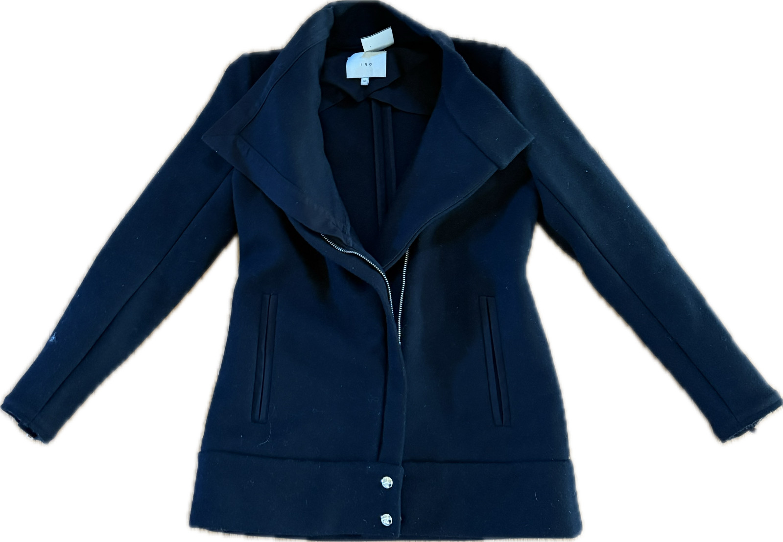 IRO Black Wool-Blend Zipper Collared  Jacket Size… - image 1