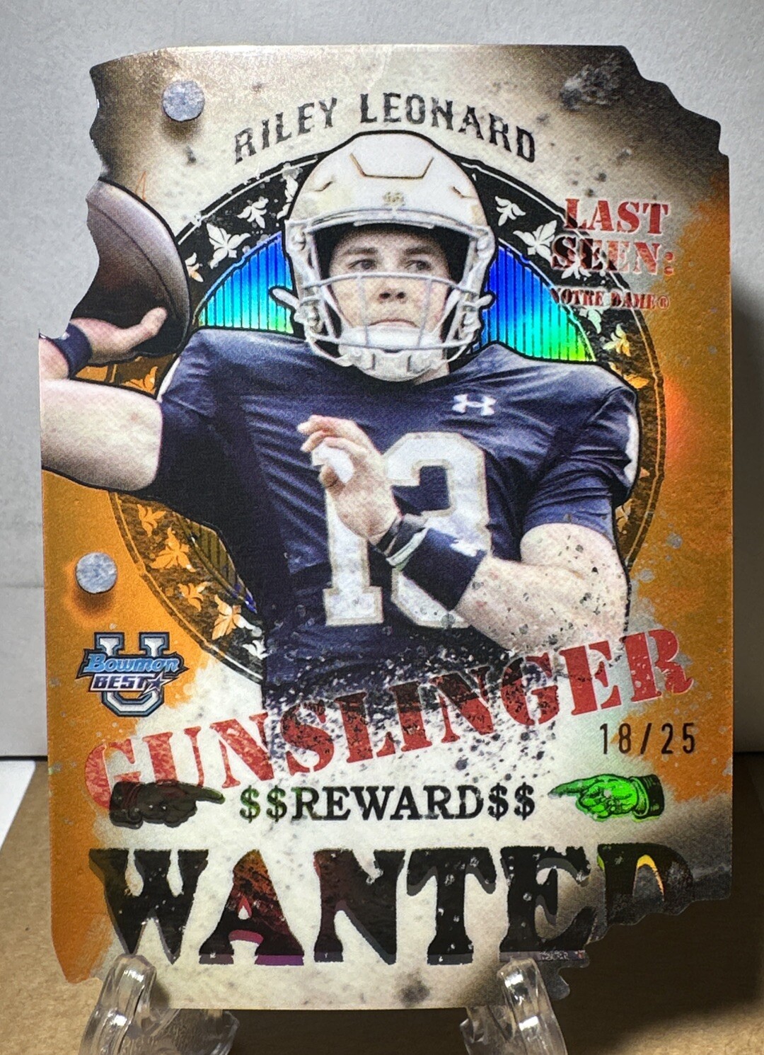 2024 Bowman Best University - Riley Leonard Gunslingers Orange Refractor #14/25