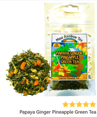  Maui Rainbow Tea - Papaya Ginger Pineapple green Tea 1.4 oz. (2 bag)