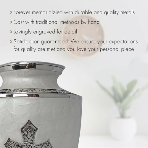 Glory White Cross Cremation Urn, Cremation Urns Adult, Urns for Human Ashes - Picture 5 of 9