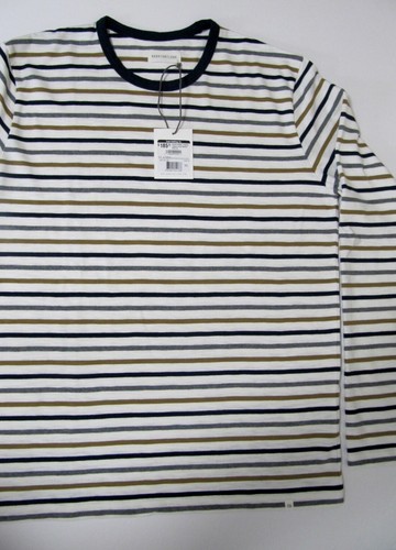 T-shirt uomo MRSP $185 nuova Harris Wilson Vladim panna righe cotone XL taglia - Foto 2 di 11