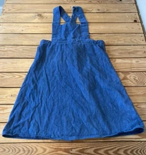 Vintage People’s Clothes Worker Owned Women’s Denim Overall Dress size S Blue F3