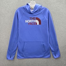 The North Face Women Sweatshirt Small Blue Hoodie Logo Graphic Pockets