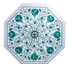 18" Marble Corner end Table Floral art Inlay Work Home Furniture and decor