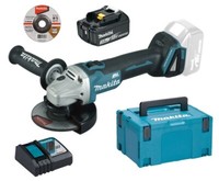Makita DGA504Z Akku-Winkelschleifer 18V + 1X Akku 3Ah + LadegeräT + Makpac 3