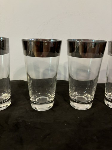 1960's Dorothy Thorpe Highball Silver Band Flared Glasses - Set of 4 - Picture 6 of 14