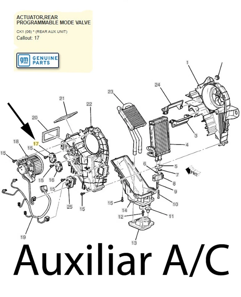 Actuador de aire acondicionado auxiliar Cadillac Escalade ESV Chevrolet Suburban GMC Yukon XL Foto 2 de 4