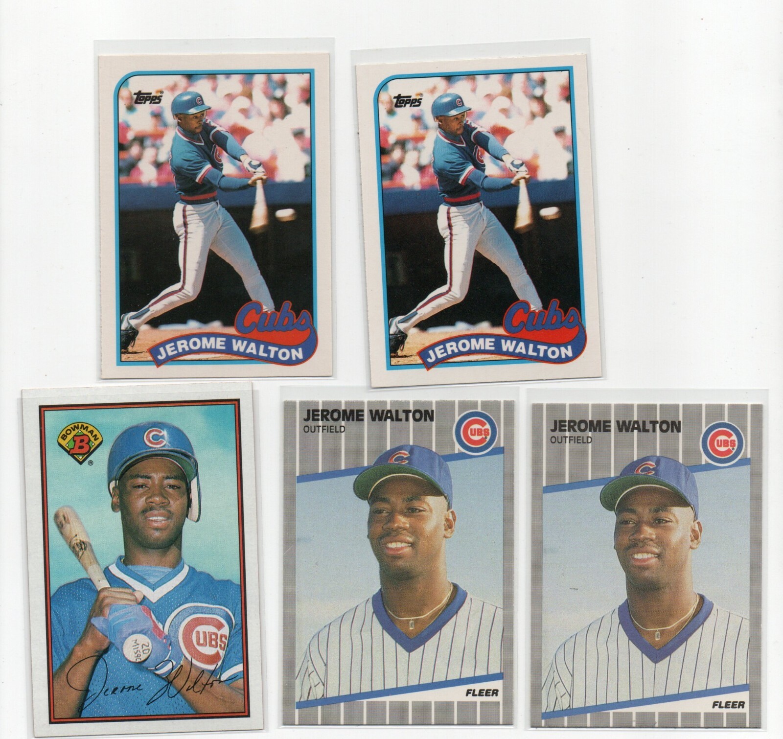 JEROME WALTON CHICAGO CUBS 1989 TOPPS TRADED FLEER BOWMAN 5X ROOKIE LOT