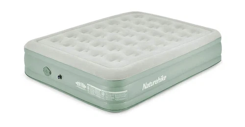 Double bed air bed air mattress with integrated pump battery 195x150x35 cm Green