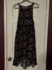 Torrid Red Black Sleeveless High Neck Mini Challis Dress Size 1
