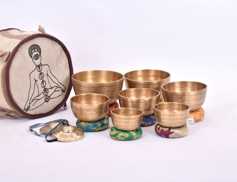 Hand beaten Singing Bowl Set Of Seven - Best for Meditation & Mindfulness -Nepal - Image 3 of 4