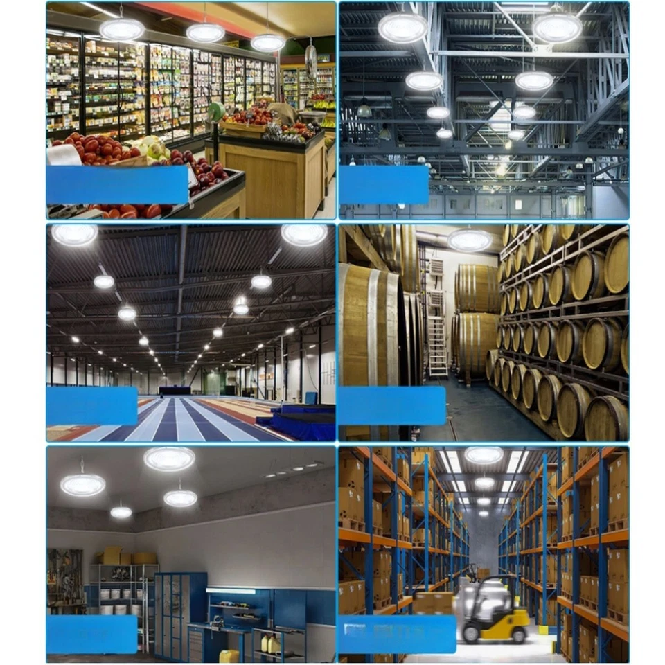 FARO INDUSTRIALE LED 200W DISCO ROTONDO UFO IP65 PLAFONIERA CAMPANA 6500K - Immagine 4 di 4