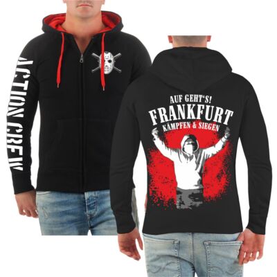 Kapuzensweat Jacke Auf geht's Frankfurt - kämpfen & siegen FFM Hooligan  S-8XL
