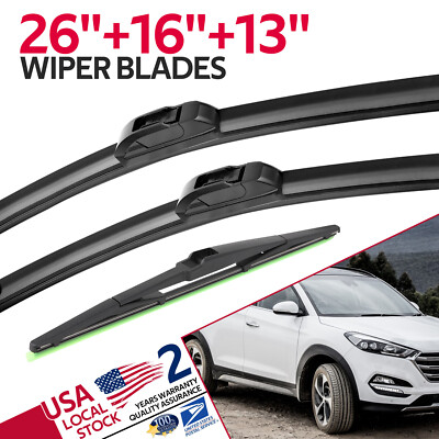 Front + Rear Wiper Blades Set fit Hyundai Tucson 2015-2020 Windshield Windscreen