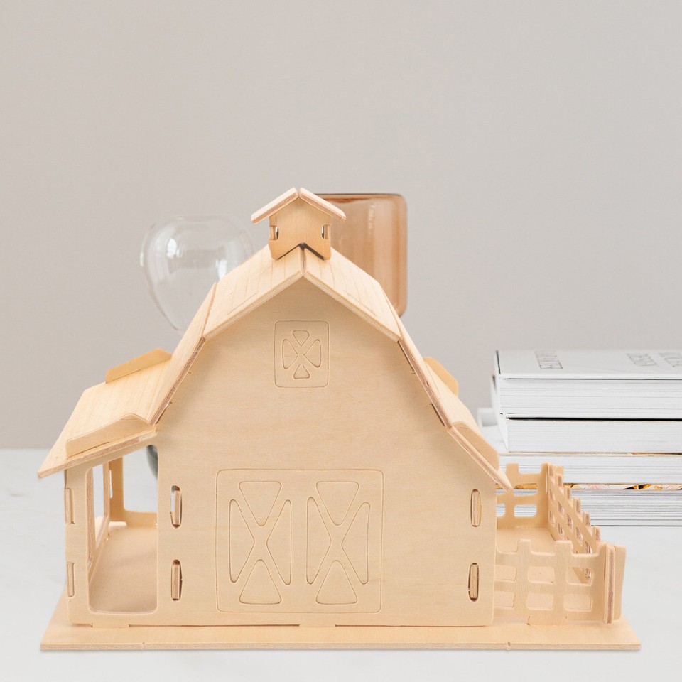 1 Set Wooden Puzzle Farmhouse Barn Model 3D Barn Puzzle DIY