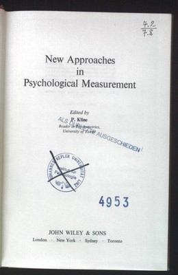 New Approaches to Psychological Measurement. Kline, Paul: