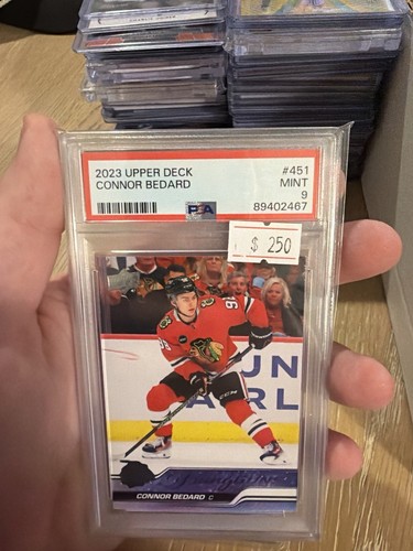 Upper Deck 2023-24 Series 2 Young Guns Connor Bedard RC #451 PSA 9