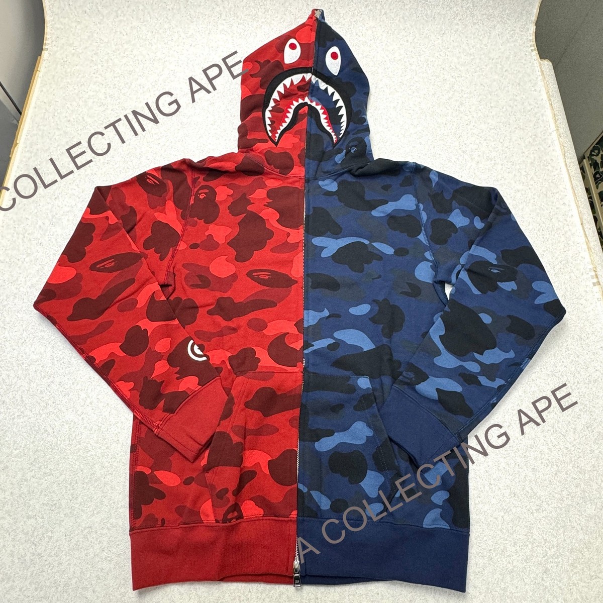 A BATHING APE エイプ シャーク　キルティング　レディース A BATHING APE BAPE Women's Color Camo Shark Full Zip Hoodie Red
