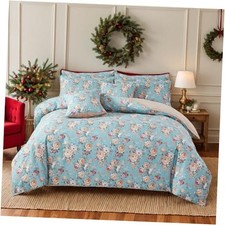 Blue Vintage Floral Duvet Cover Set King/Cal King/California King Sky Blue