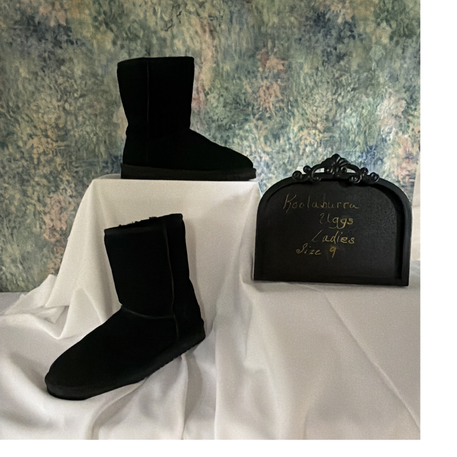 Koolaburra Women's Suede Mid-Calf Pull-On Boots Lined Round Toe Black US 9