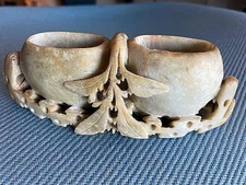 Vintage/Antique Chinese Soapstone Brush Calligraphy Dip Wash Pot  INCENSE Holder