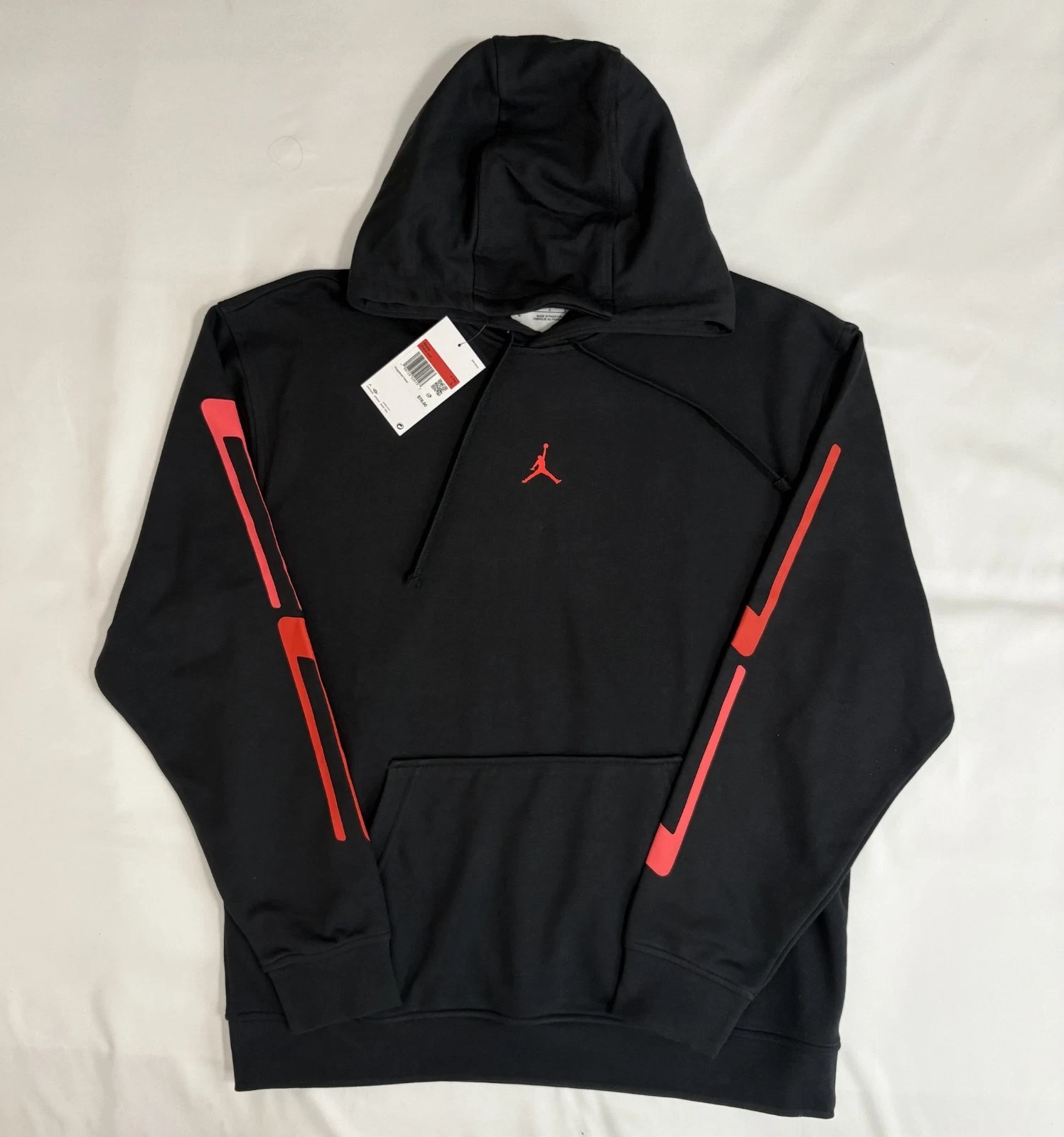 Nike Jordan Sport Black Hoodie Sz Large Red 23 Sleeve Fleece Pullover IF0851-010