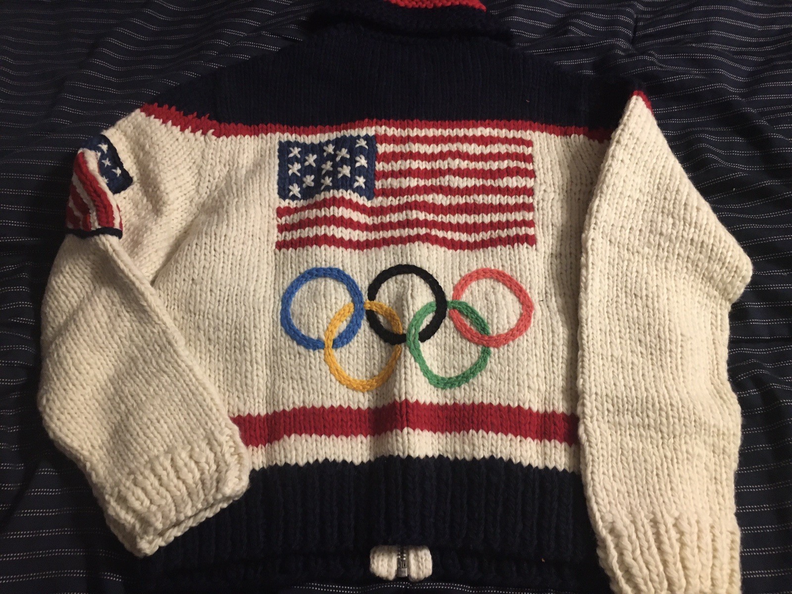 Polo Ralph Lauren K SWISS Hand Knit Olympic Shawl Cardigan Sweater Small Limited image 3