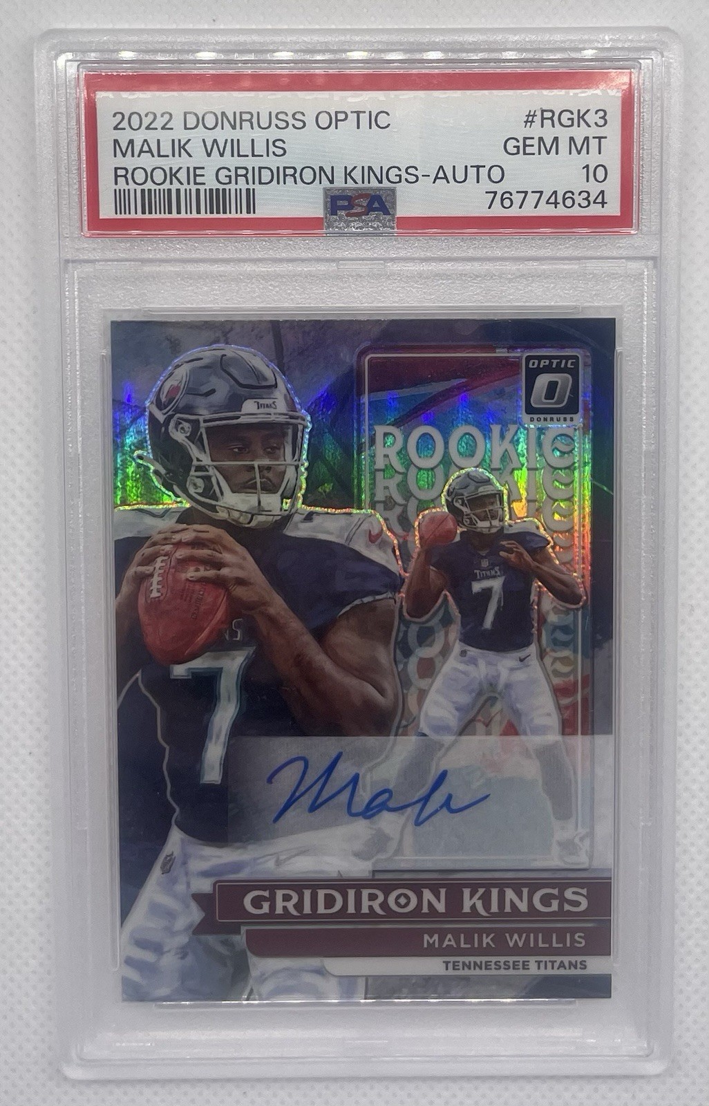 2022 Donruss Optic Malik Willis Rookie Gridiron Kings RGK-3 Auto /99 PSA 10