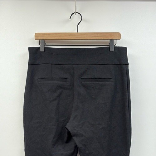 NWOT Express Ponte Knit Pull-On High Rise Straight Ankle Slit Trouser Pant Black - Picture 7 of 10