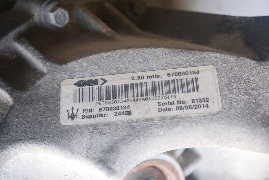 Maserati Ghibli 2014-2017 Rear Differential P/N 670030134