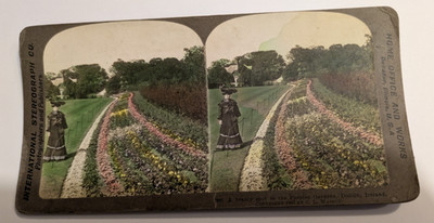 Stereoscope Color Card - Peaceful Gardens Dublin Ireland