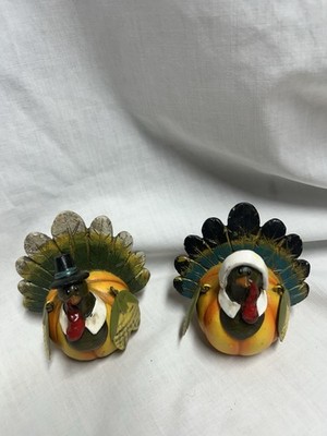 Direct International Pilgrim Turkey Figures Resin Metal Wings 2 Table Toppers