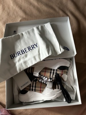 Burberry Regis Archive Check Low Top Sneakers Archive Beige Canvas