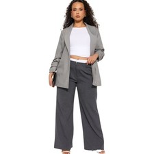 Fashion Nova Charcoal Double Waistband High Rise Wide Leg Trousers Size Large